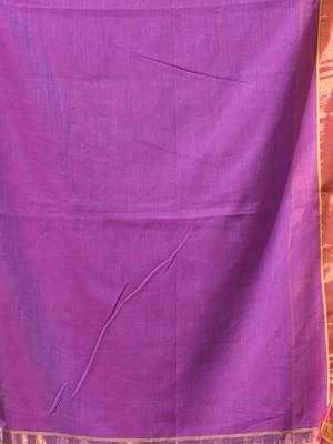 purple solid mulmul cotton blend saree with contrast border 5