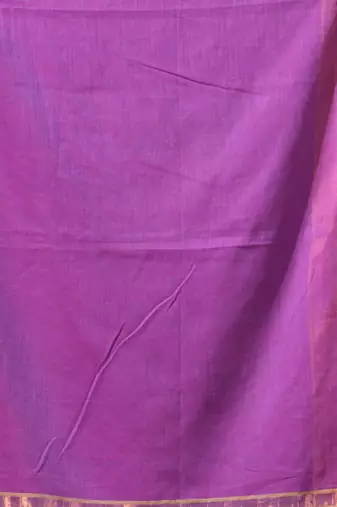 purple solid mulmul cotton blend saree with contrast border