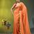 orange solid mulmul cotton blend saree with contrast border