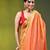 orange solid mulmul cotton blend saree with contrast border
