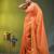 orange solid mulmul cotton blend saree with contrast border