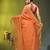 orange solid mulmul cotton blend saree with contrast border