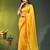 yellow solid mulmul cotton blend saree with contrast border