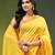 yellow solid mulmul cotton blend saree with contrast border