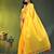 yellow solid mulmul cotton blend saree with contrast border