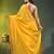 yellow solid mulmul cotton blend saree with contrast border