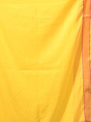 yellow solid mulmul cotton blend saree with contrast border 5