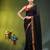 black solid mulmul cotton blend saree with contrast border