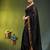black solid mulmul cotton blend saree with contrast border