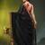 black solid mulmul cotton blend saree with contrast border