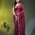 magenta solid mulmul cotton blend saree with contrast border