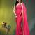 fuchsia solid mulmul cotton blend saree with contrast border