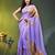 lilac mulmul cotton blend saree with golden hibiscus foil print