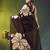 brown mulmul cotton blend saree with golden hibiscus foil print