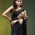 black mulmul cotton blend saree with golden hibiscus foil print