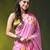 light pink mulmul saree with painted floral motifs