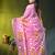 light pink mulmul saree with painted floral motifs