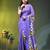 violet mulmul saree with painted floral motifs