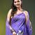 violet mulmul saree with painted floral motifs