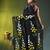 black mulmul saree with painted floral motifs