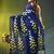royal blue mulmul saree with painted floral motifs