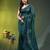 teal mulmul cotton blend saree with lotus sequin work