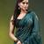 teal mulmul cotton blend saree with lotus sequin work