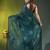 teal mulmul cotton blend saree with lotus sequin work