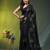 black mulmul cotton blend saree with lotus sequin work