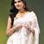 off white mulmul cotton blend saree with lotus sequin work