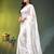off white mulmul cotton blend saree with lotus sequin work