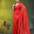red mulmul cotton blend saree with lotus sequin work