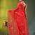 red mulmul cotton blend saree with lotus sequin work