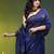 royal blue mulmul cotton blend saree with lotus sequin work