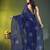 royal blue mulmul cotton blend saree with lotus sequin work
