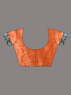 Orange tissue saree with rose woven border 5