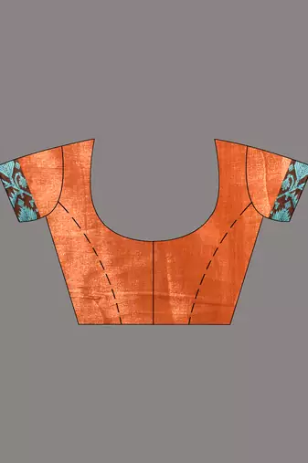 Orange tissue saree with rose woven border