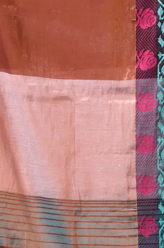 Copper tissue saree with rose woven border