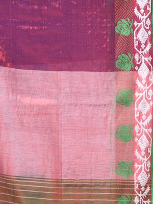 Blue tissue saree with rose woven border 4