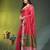 Pink tissue saree with rose woven border