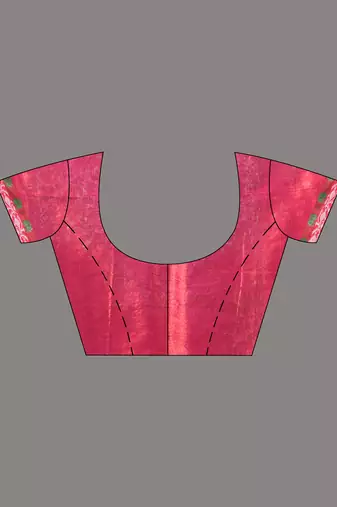 Pink tissue saree with rose woven border