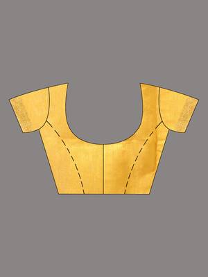 Yellow tissue saree with lotus woven design 5