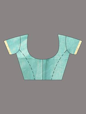 Sky blue tissue saree with lotus woven design 5