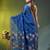 Sapphire blue linen saree with floral woven pallu