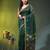 Dark green linen saree with floral woven pallu