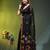 Black linen saree with floral woven pallu