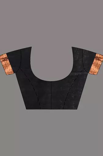 Black linen saree with floral woven pallu