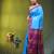 sky blue & purple silk blend saree with zari border
