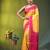 yellow & pink silk blend saree with zari border