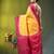 yellow & pink silk blend saree with zari border